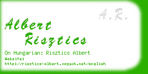 albert risztics business card